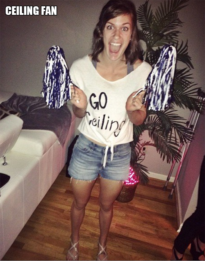 Ceiling fan costume.