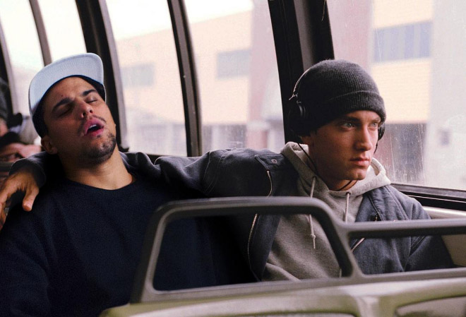 Riding a bus with Eminem.