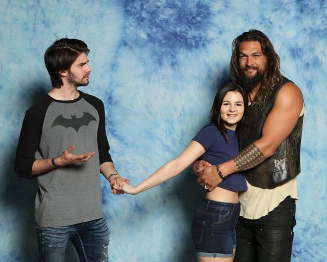 Jason Momoa stealing the girlfriend.