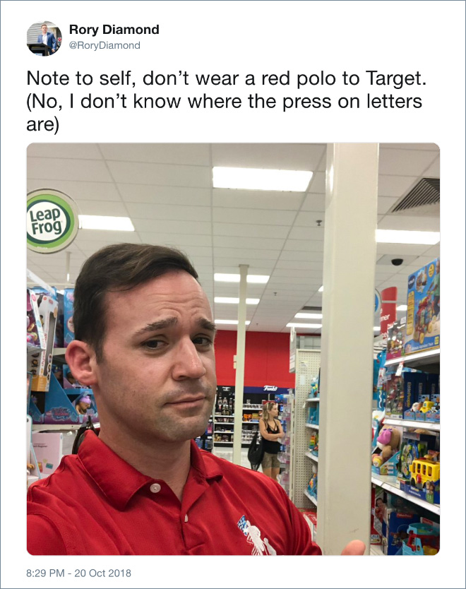 Not to self: don't wear red to Target.