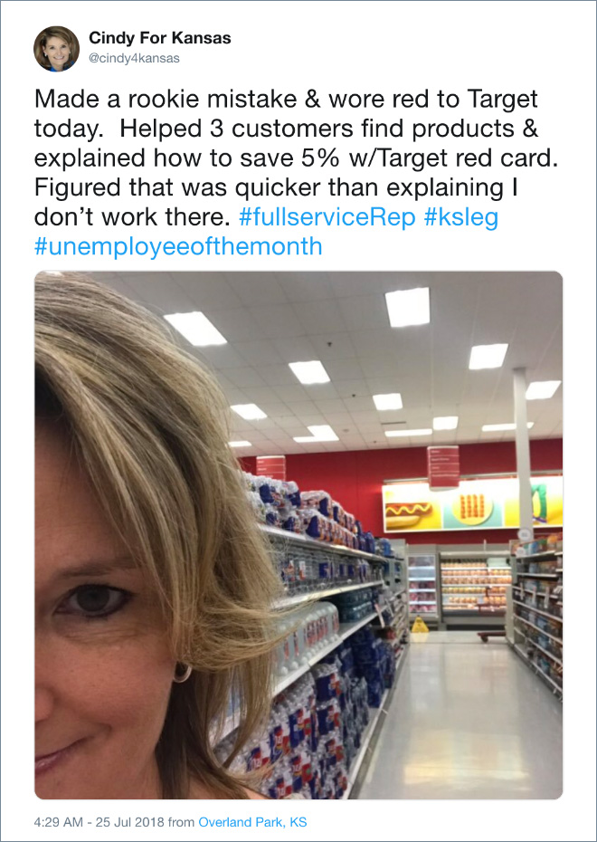 Made a rookie mistake. Wore red to Target.