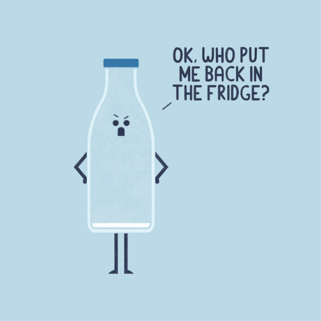 Angry milk bottle.