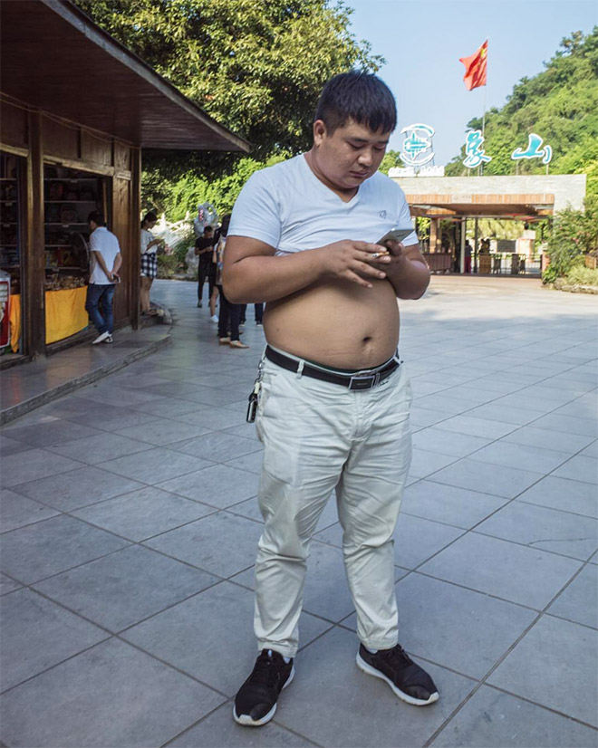 Man wearing a Beijing bikini.