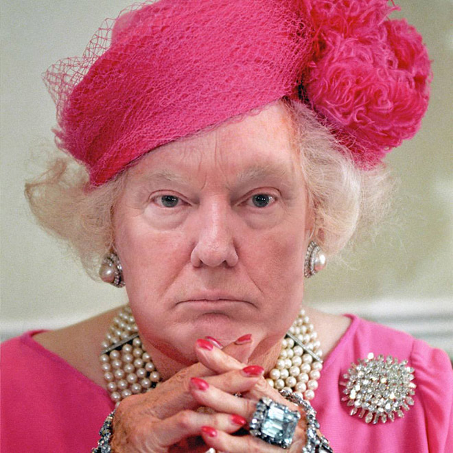 Donald Trump photoshopped as Queen of England.