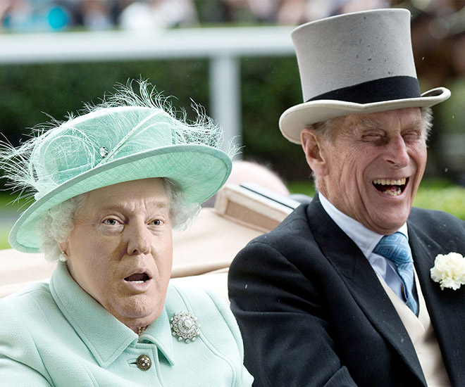 Donald Trump photoshopped as Queen of England.