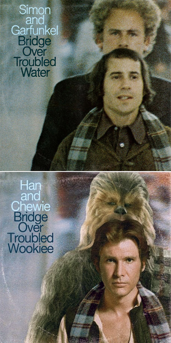 Simon and Garfunkel album cover improved with Star Wars characters.