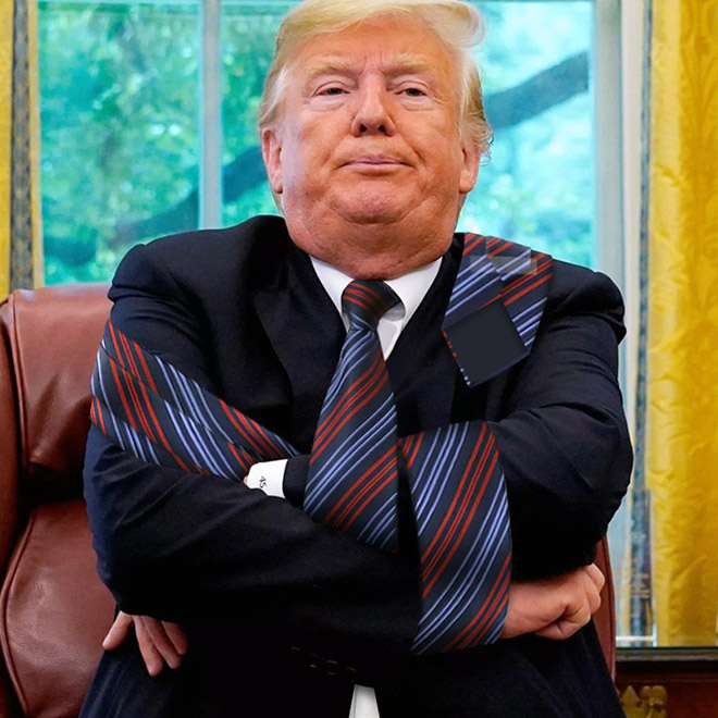 People are photoshopping Trump with extremely long tie to annoy the president.