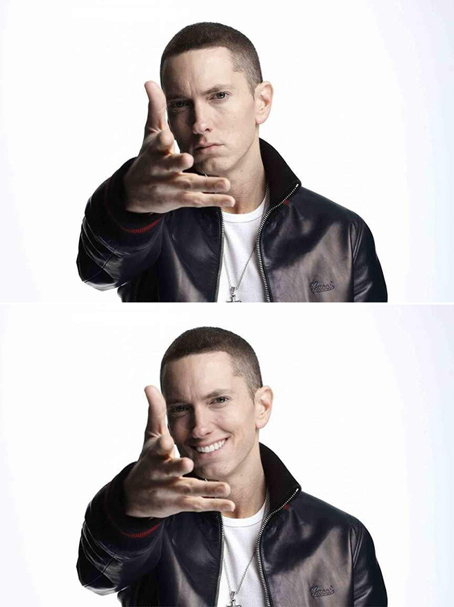 Photoshop Artist Makes Eminem Smile, The Results Are Really Awkward.