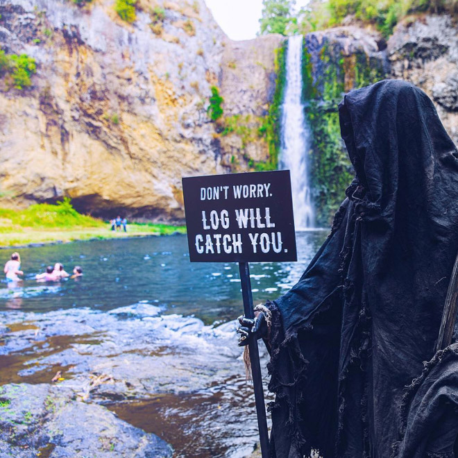 New Zealand's water safety mascot: The Swim Reaper.