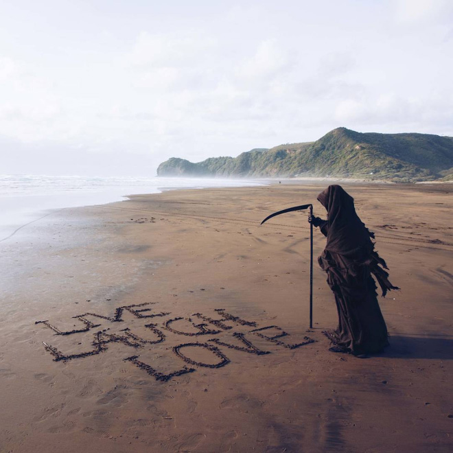 New Zealand's water safety mascot: The Swim Reaper.