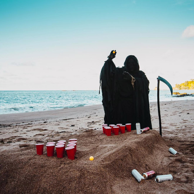 New Zealand's water safety mascot: The Swim Reaper.