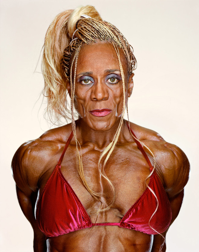 Freaky female bodybuilder.