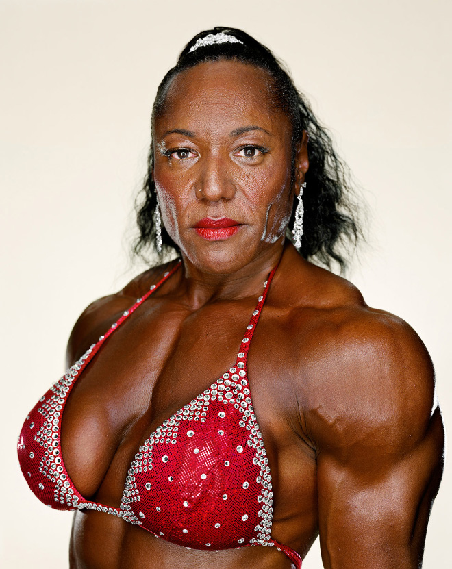 Freaky female bodybuilder.