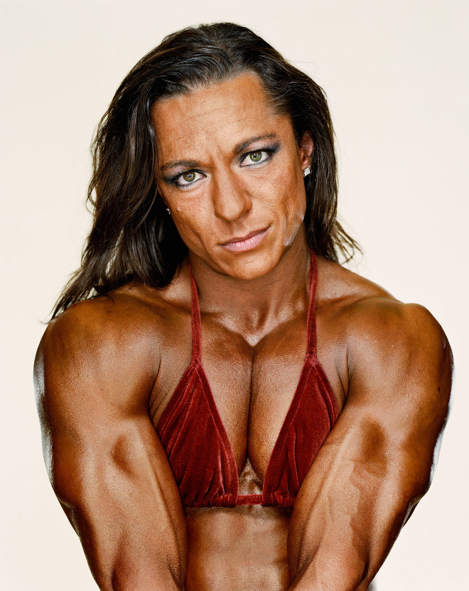 Freaky female bodybuilder.