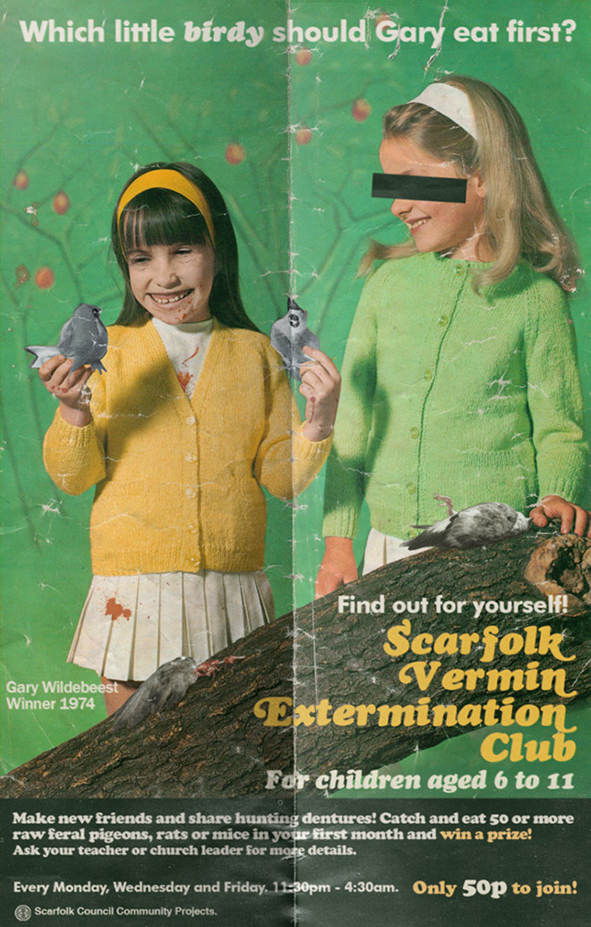 Creepy 1970s-era poster from an imaginary British town.