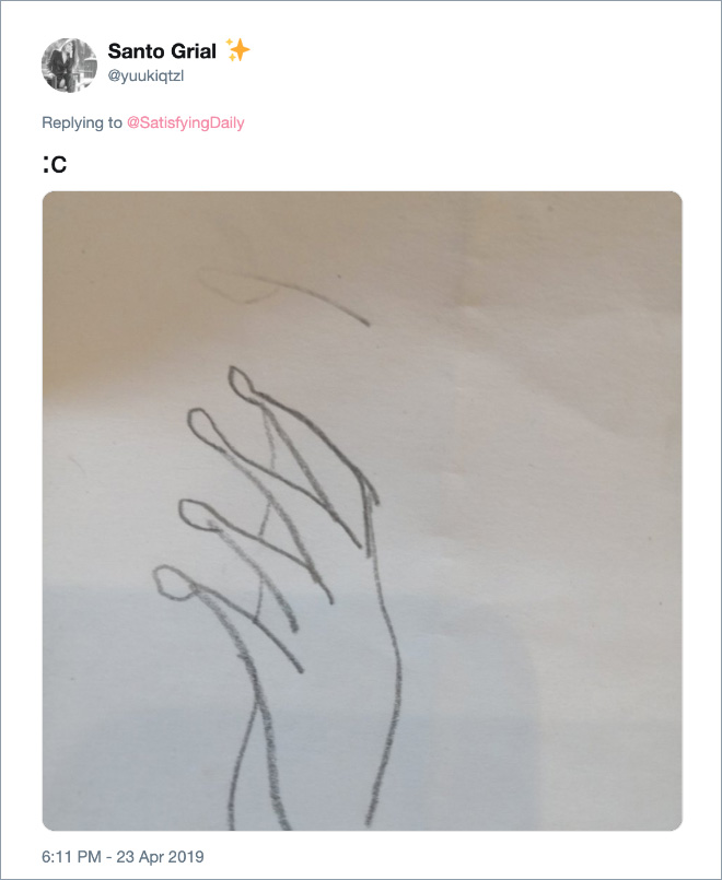 Failed attempt at drawing a human hand.