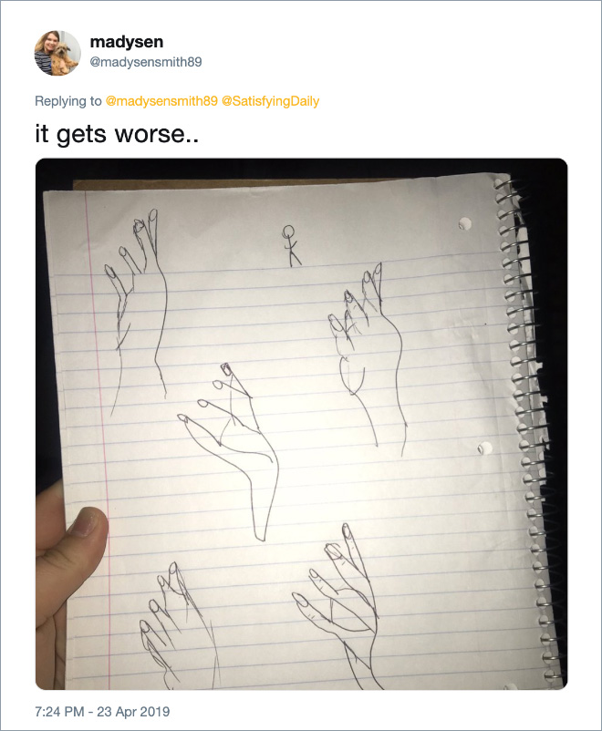 Failed attempt at drawing a human hand.