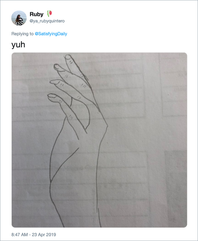 Failed attempt at drawing a human hand.