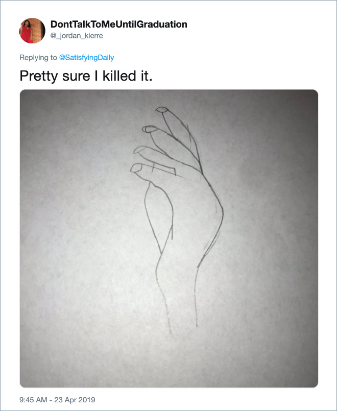 Failed attempt at drawing a human hand.