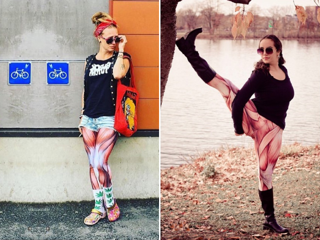 Muscle leggings: weird fashion choice.