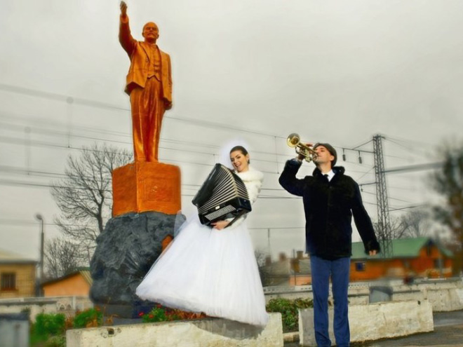 Typical Russian wedding picture.