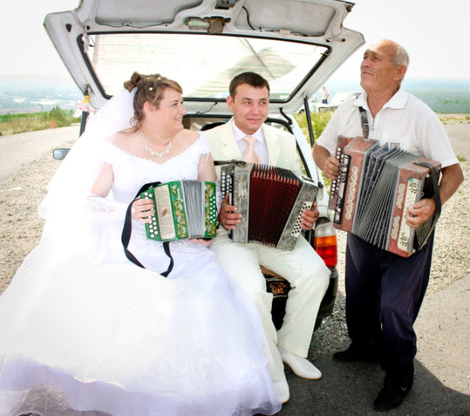 Typical Russian wedding picture.