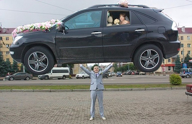 Typical Russian wedding picture.