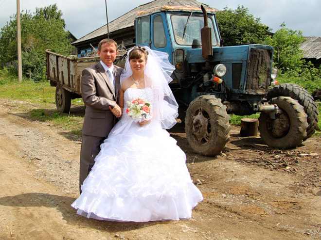 Typical Russian wedding picture.