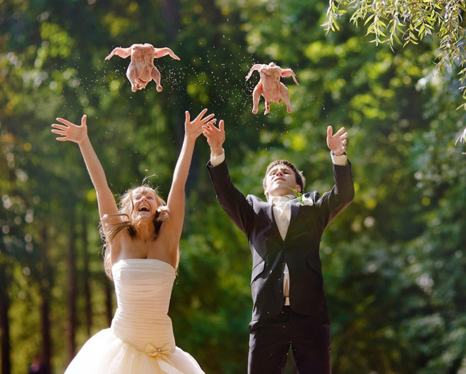 Typical Russian wedding picture.