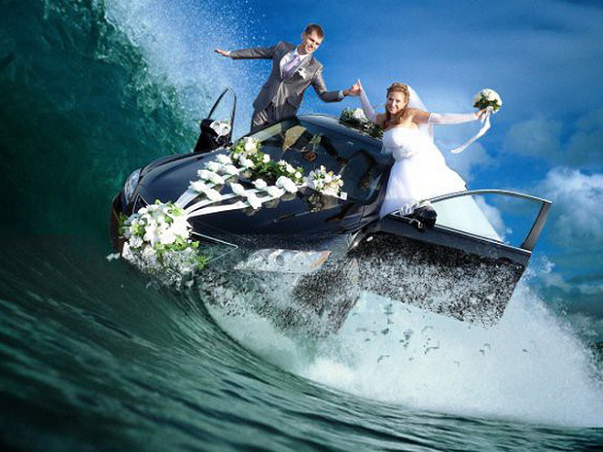 Typical Russian wedding picture.