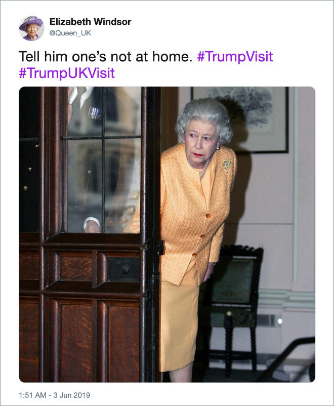 Twitter jokes about Trump visiting the UK.