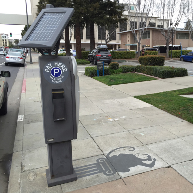 Fake shadow painted by a street artist to confuse people.