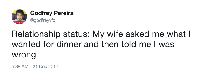 Funny tweet about marriage.