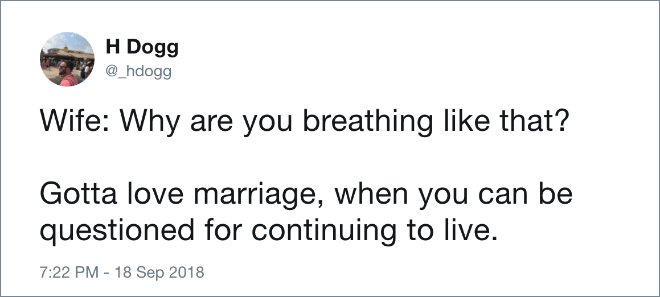 Funny tweet about marriage.