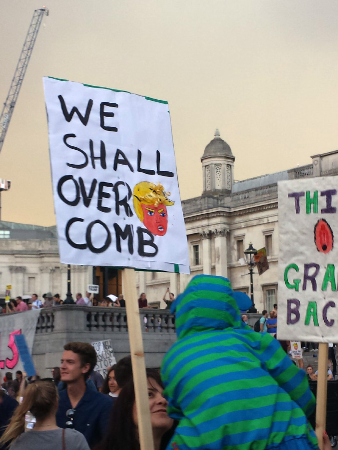 Hilarious anti-Trump sign.