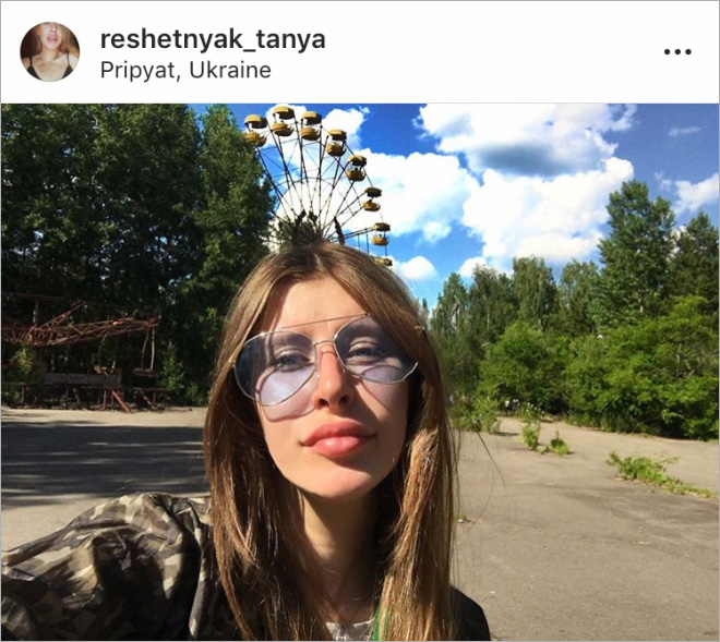 Instagram influencer in Chernobyl.