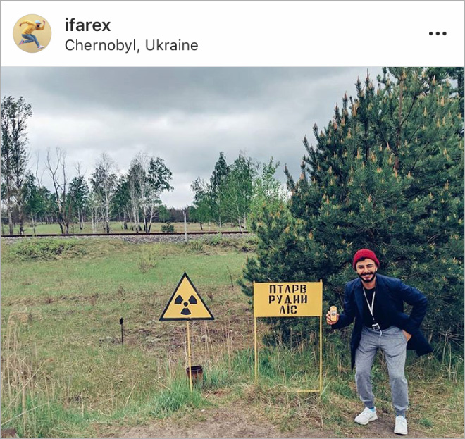 Instagram influencer in Chernobyl.