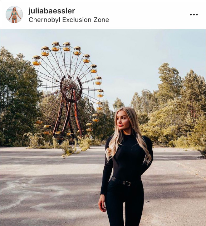 Instagram influencer in Chernobyl.