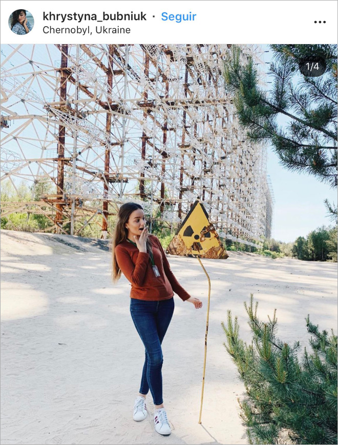 Instagram influencer in Chernobyl.