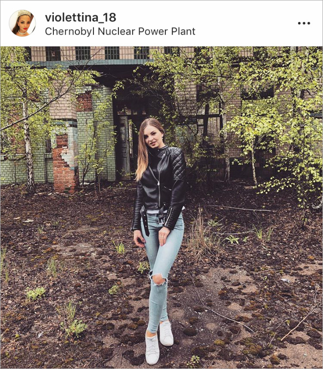 Instagram influencer in Chernobyl.