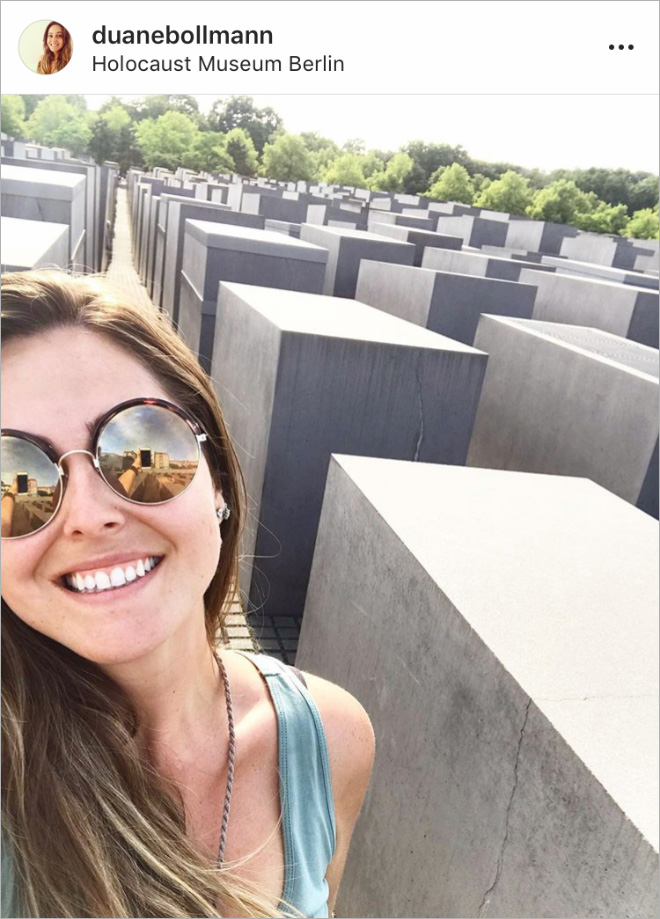 When selfie generation visits Holocaust Memorial in Berlin...