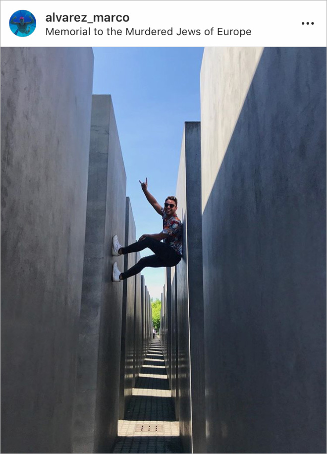 When selfie generation visits Holocaust Memorial in Berlin...