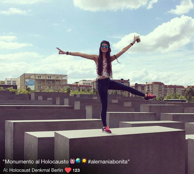 When selfie generation visits Holocaust Memorial in Berlin...