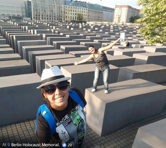 When selfie generation visits Holocaust Memorial in Berlin...