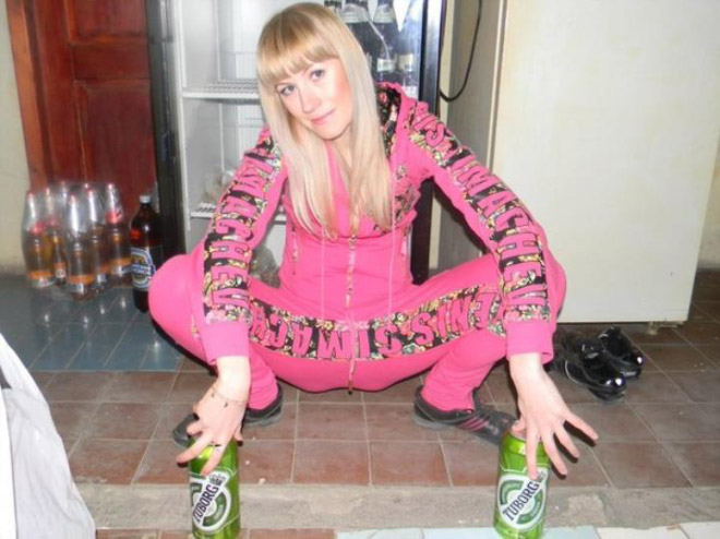 Russians love squatting while wearing tracksuits.