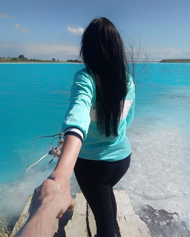 Selfie near a toxic lake.