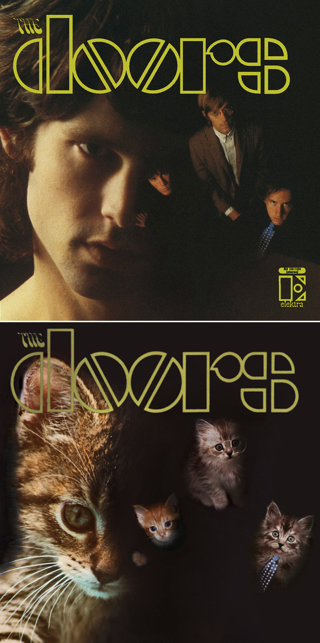 Iconic album cover improved with kittens.