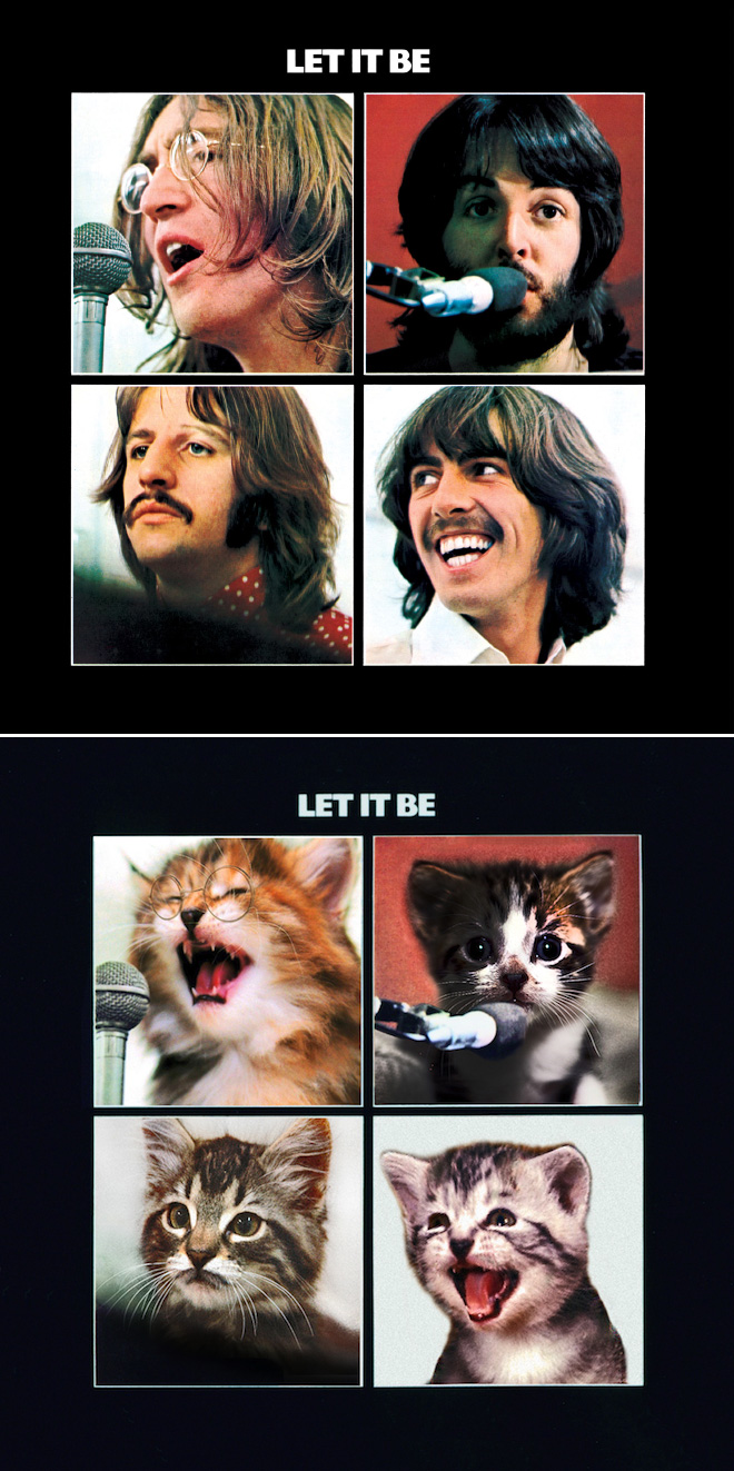 Iconic album cover improved with kittens.