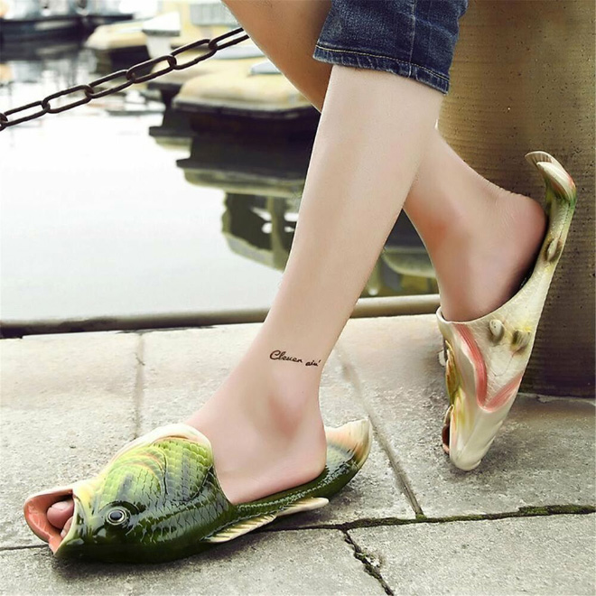 Funny fish slippers.
