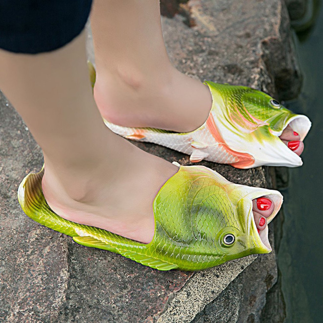 Funny fish slippers.